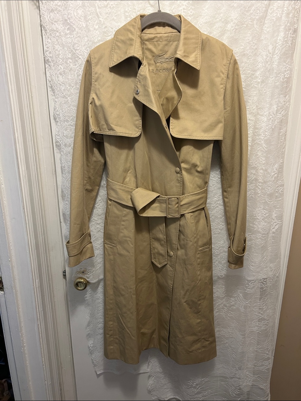 Lacoste Tan Belted Trench Coat
